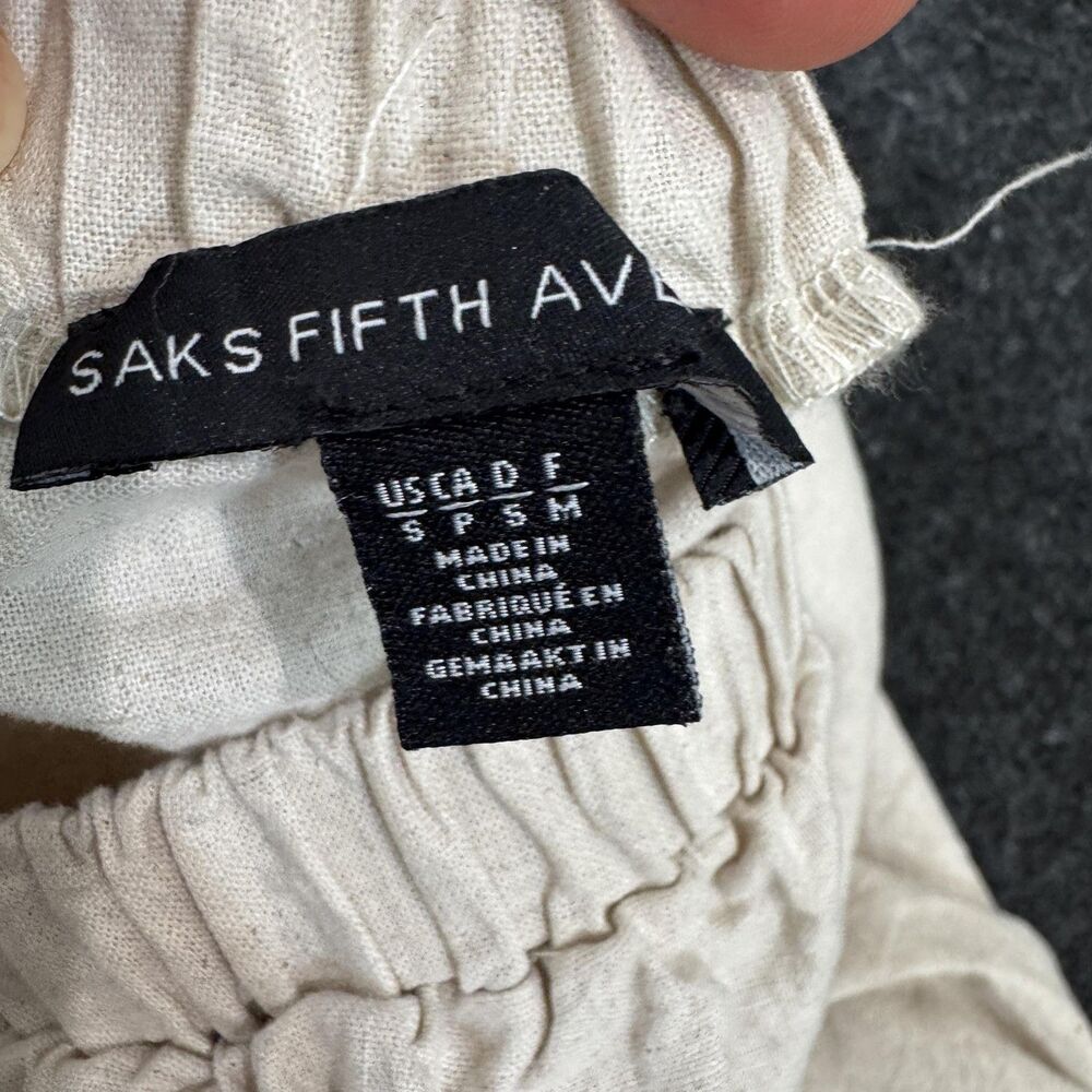 Saks Fifth Avenue Skirt Women's Small Beige Linen Cotton Tiered Maxi Boho - Picture 6 of 7